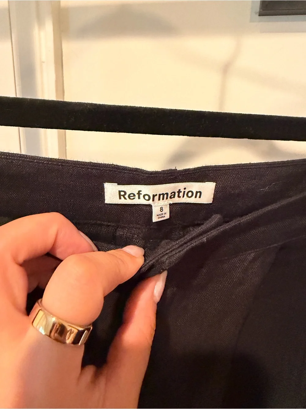 Reformation Black Linen Two Piece Set